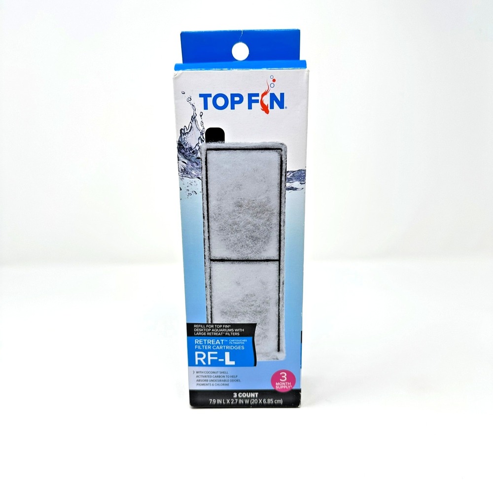 Top Fin RF-L Large Retreat Aquarium Carbon Filter Cartridges 3-Pack NEW